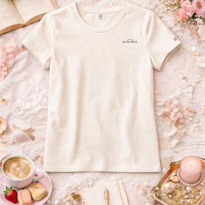 Beach Walk Tee-Charcoal Embroidery