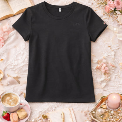Beach Walk Tee-Charcoal Embroidery