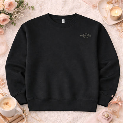 Maple Mug Crew Neck-Charcoal Embroidery