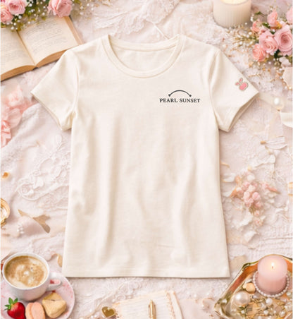pearl Sunset Tee--Charcoal Embroidery