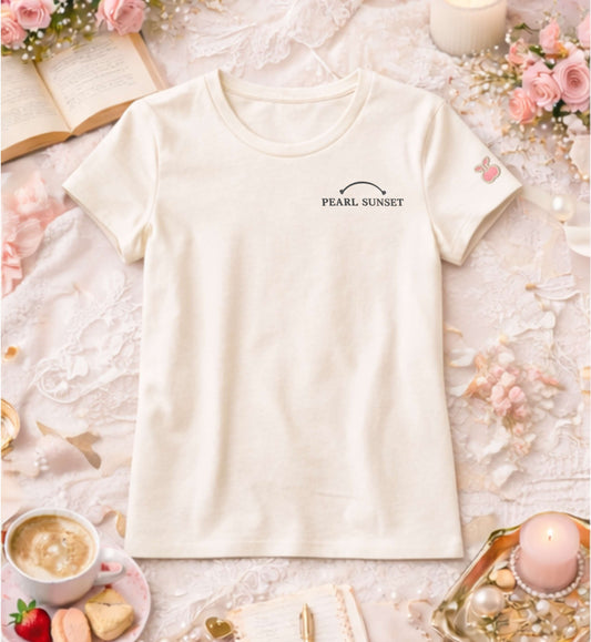 pearl Sunset Tee--Charcoal Embroidery