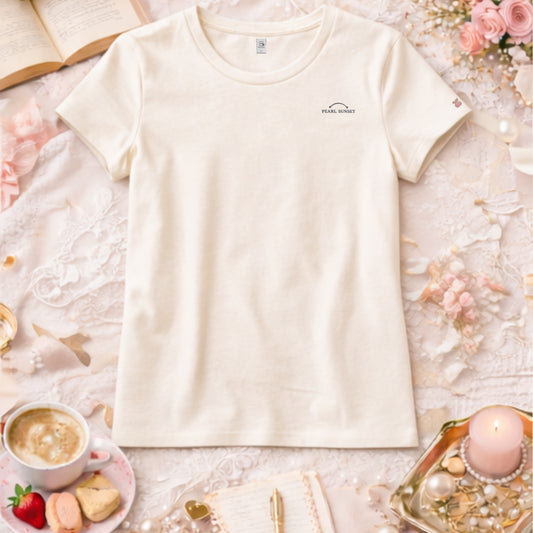 pearl Sunset Tee--Charcoal Embroidery