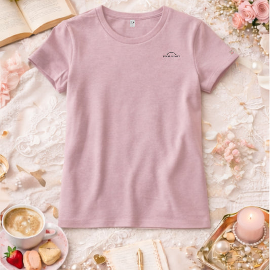 pearl Sunset Tee-Charcoal Embroidery
