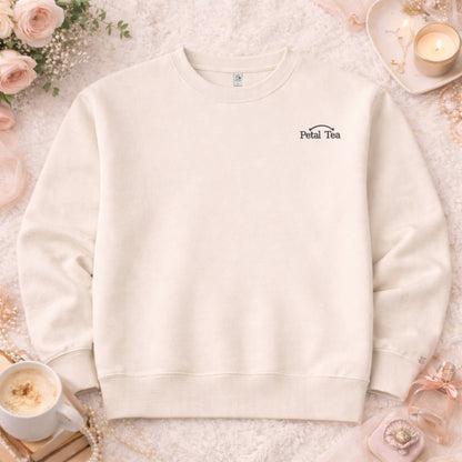 Petal Tea Crew Neck-Charcoal Embroidery