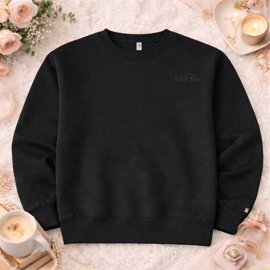 Petal Tea Crew Neck-Charcoal Embroidery
