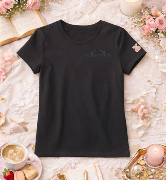 Spring Ritual Tee-Charcoal Embroidery