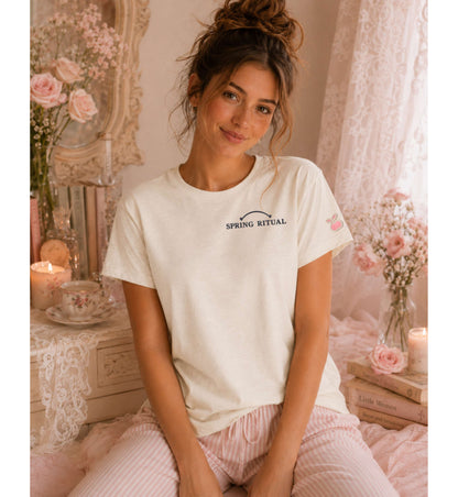 Spring Ritual Tee-Charcoal Embroidery