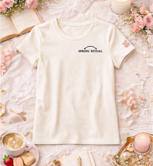 Spring Ritual Tee-Charcoal Embroidery