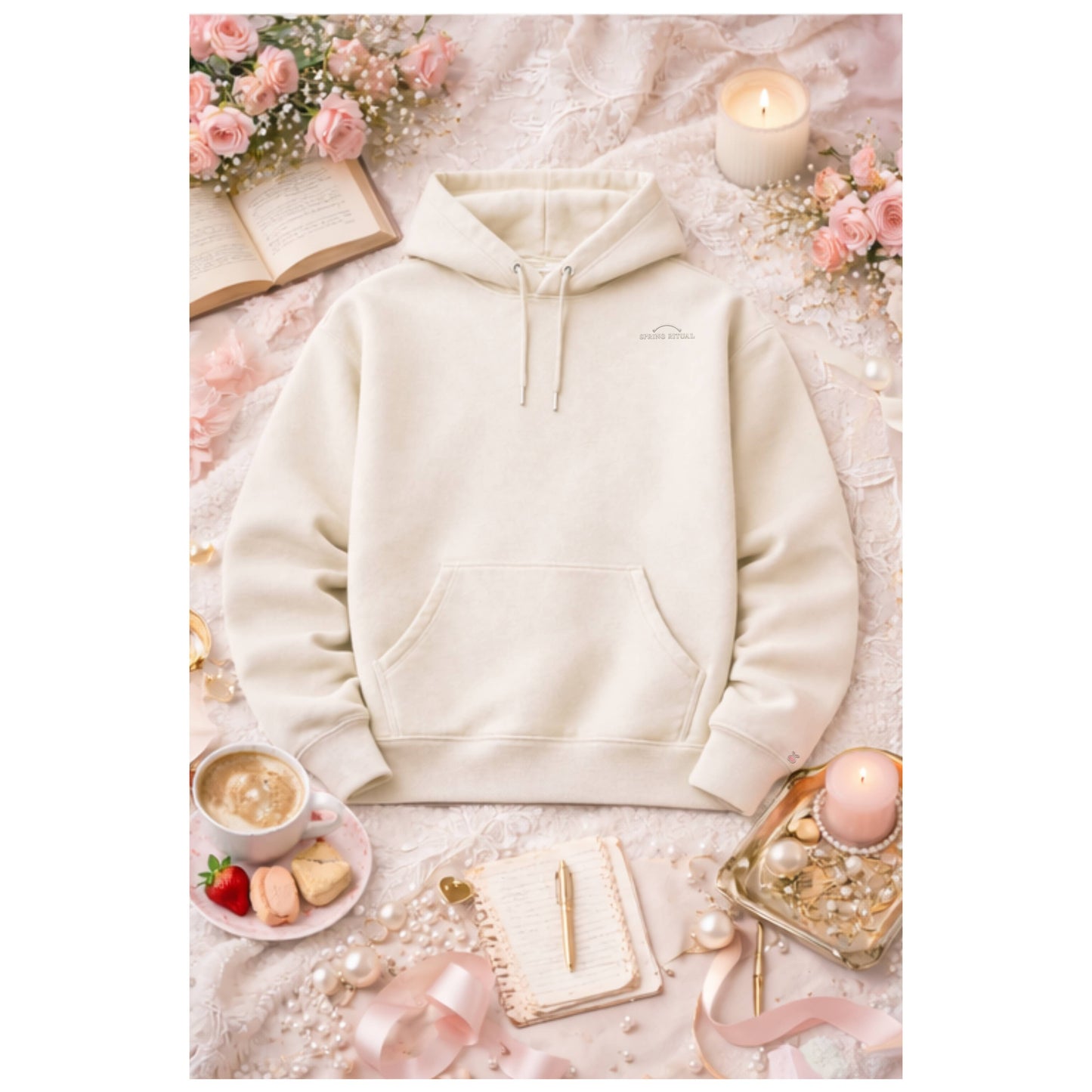 Spring Ritual hoodie-Charcoal Embroidery