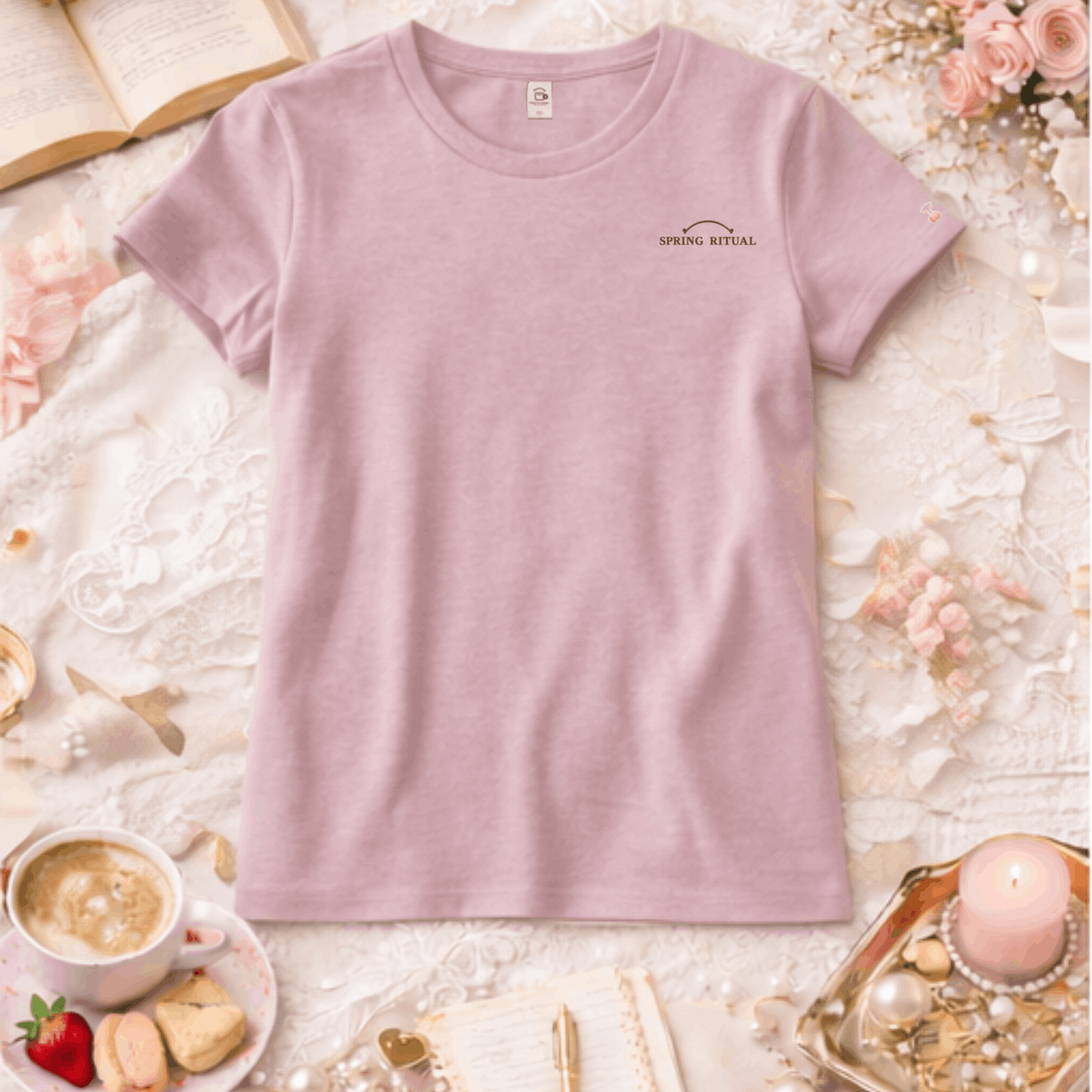 Spring Ritual Tee--Charcoal Embroidery