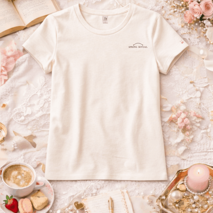 Spring Ritual Tee-Charcoal Embroidery